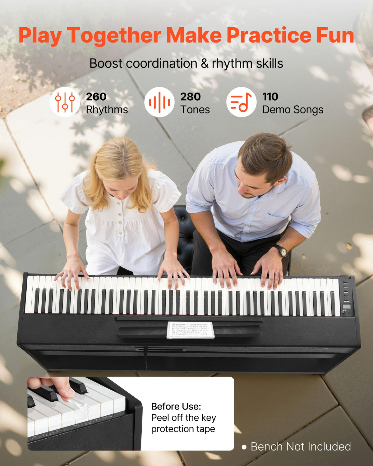 88 Keys Weighted Digital Piano with Furniture Stand and Triple Pedal, Black O9655