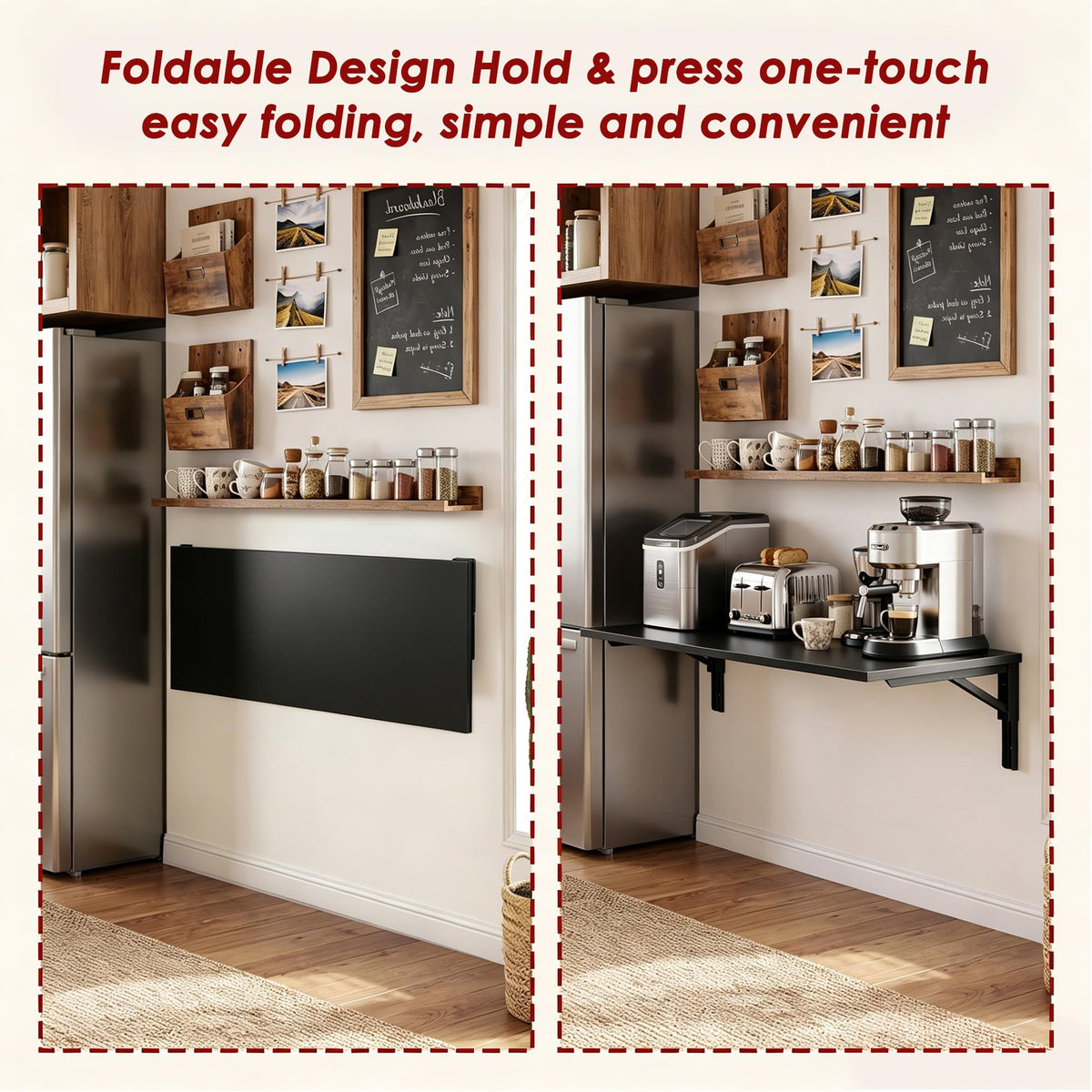 Wall Mounted Folding Table 30x20IN Black X514