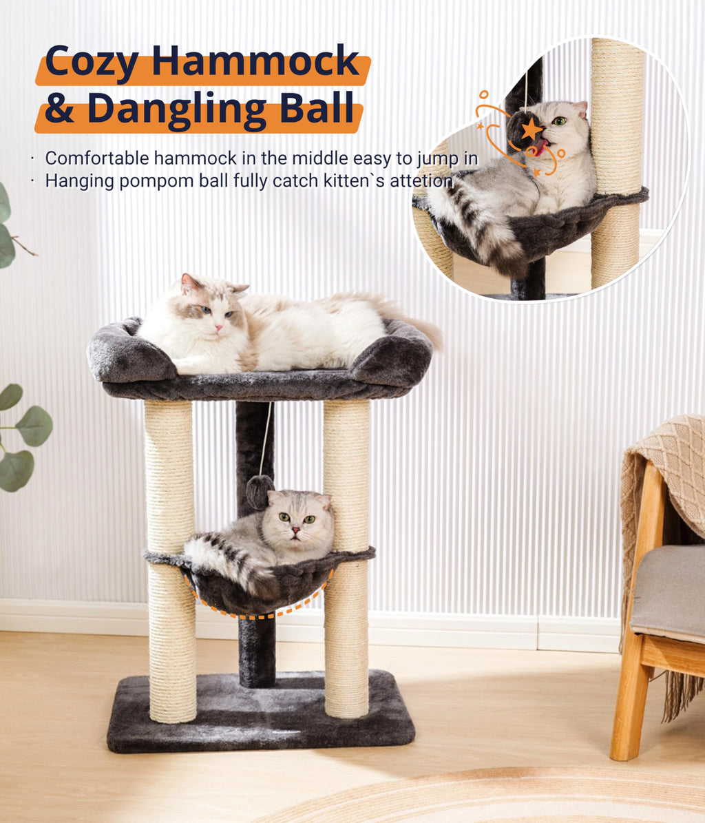 28" Cat Tree with Hammock and Removable Cover Y235