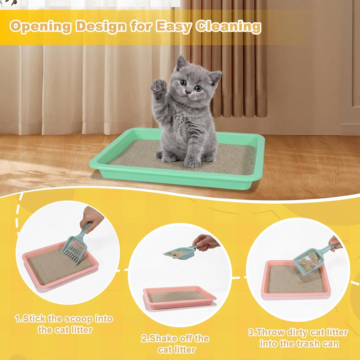 6 Pcs Low Entry Portable Litter Box with Scooper V51484