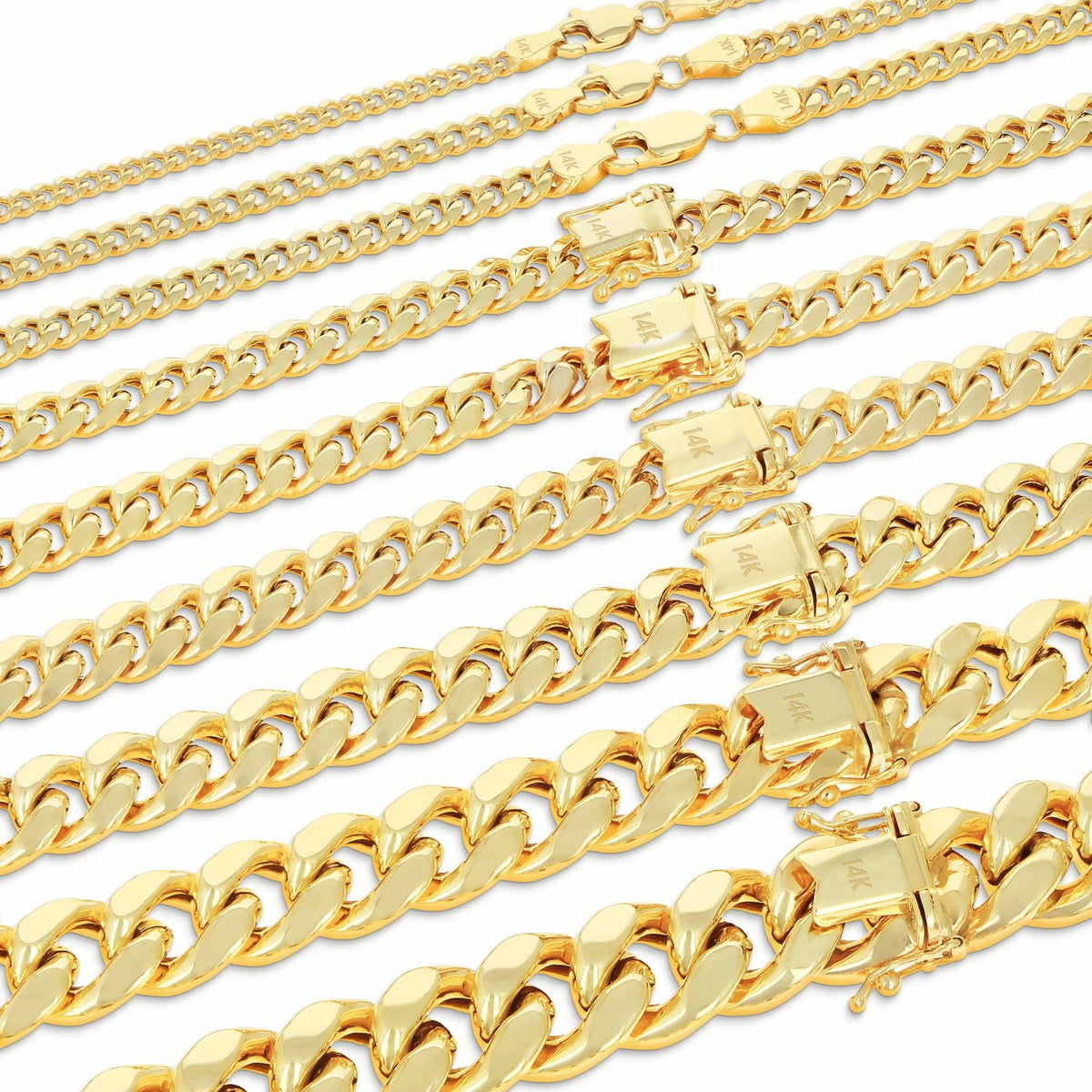 14K Yellow Gold Cuban Link Chain Necklace H7606