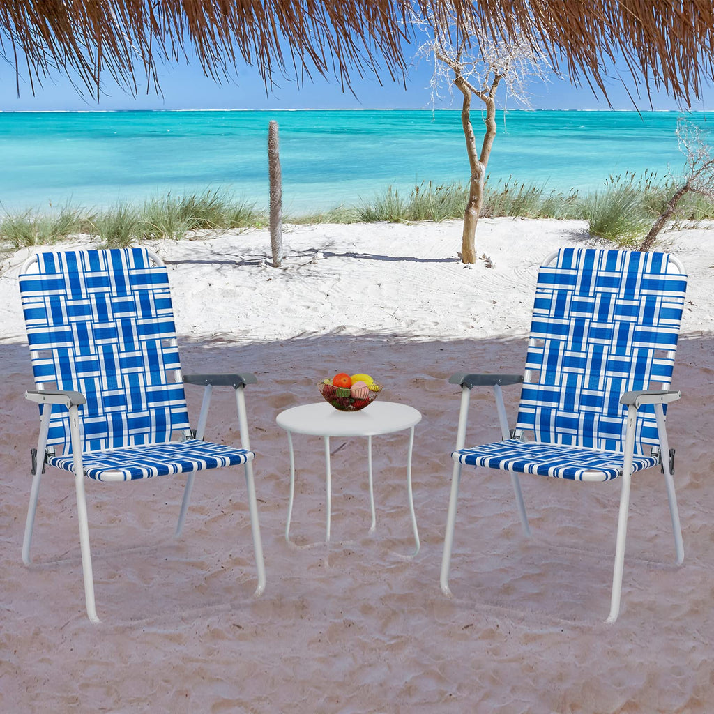 Set of 2 Blue Webbed Folding Camping Chairs T72564