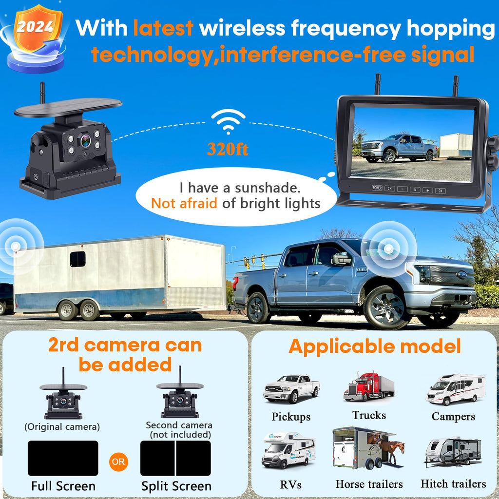 Wireless Backup Camera 7-Inch Magnetic HD 1080P G728