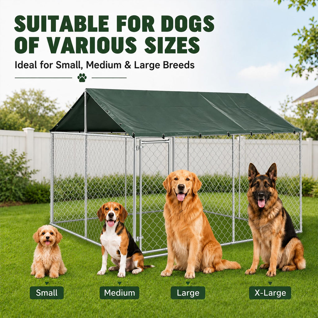 10x10FT Heavy Duty Galvanized Steel Outdoor Dog Kennel N412869