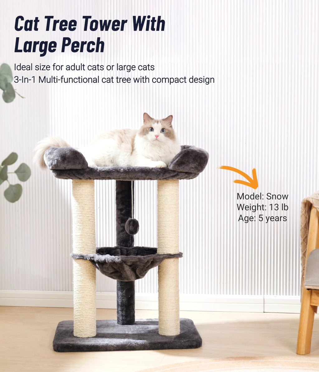 28" Cat Tree with Hammock and Removable Cover Y235