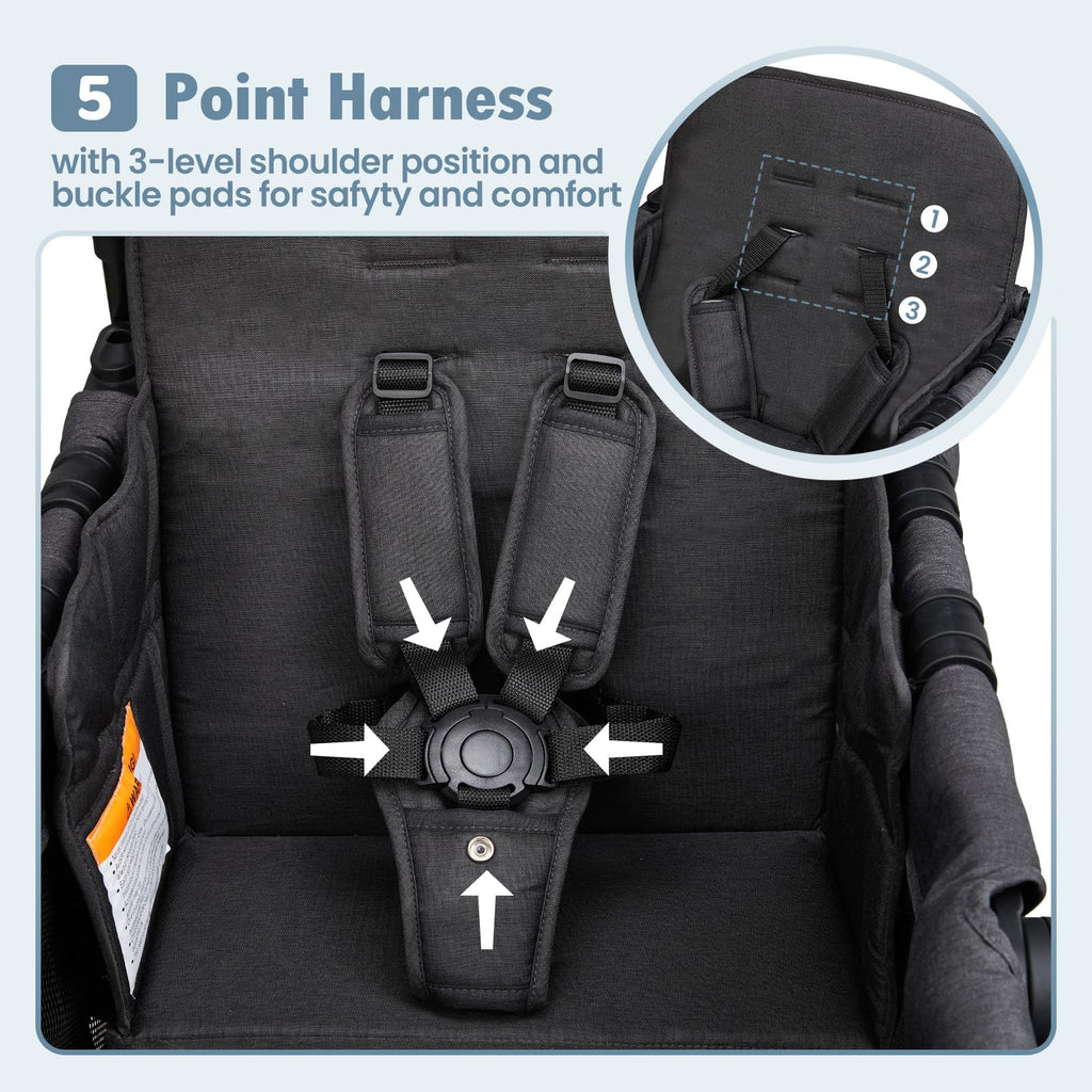 Foldable All-Terrain Double Wagon Stroller with Canopy C387172