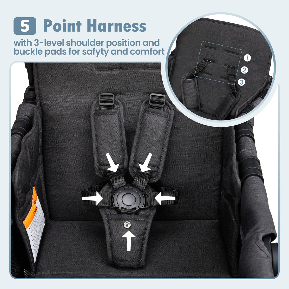 Foldable All-Terrain Double Wagon Stroller with Canopy C387172