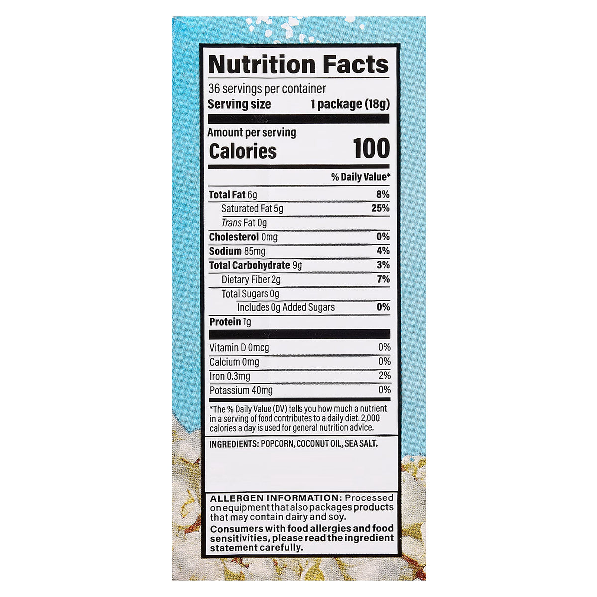 Sea Salt Popcorn with Coconut Oil B892