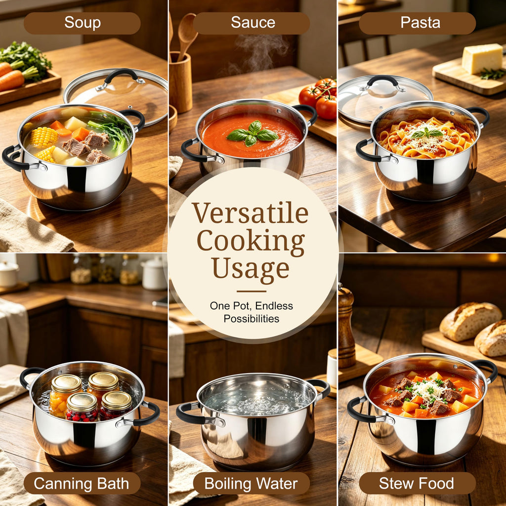 6 Quart Stainless Steel Induction Stock Pot with Lid V262
