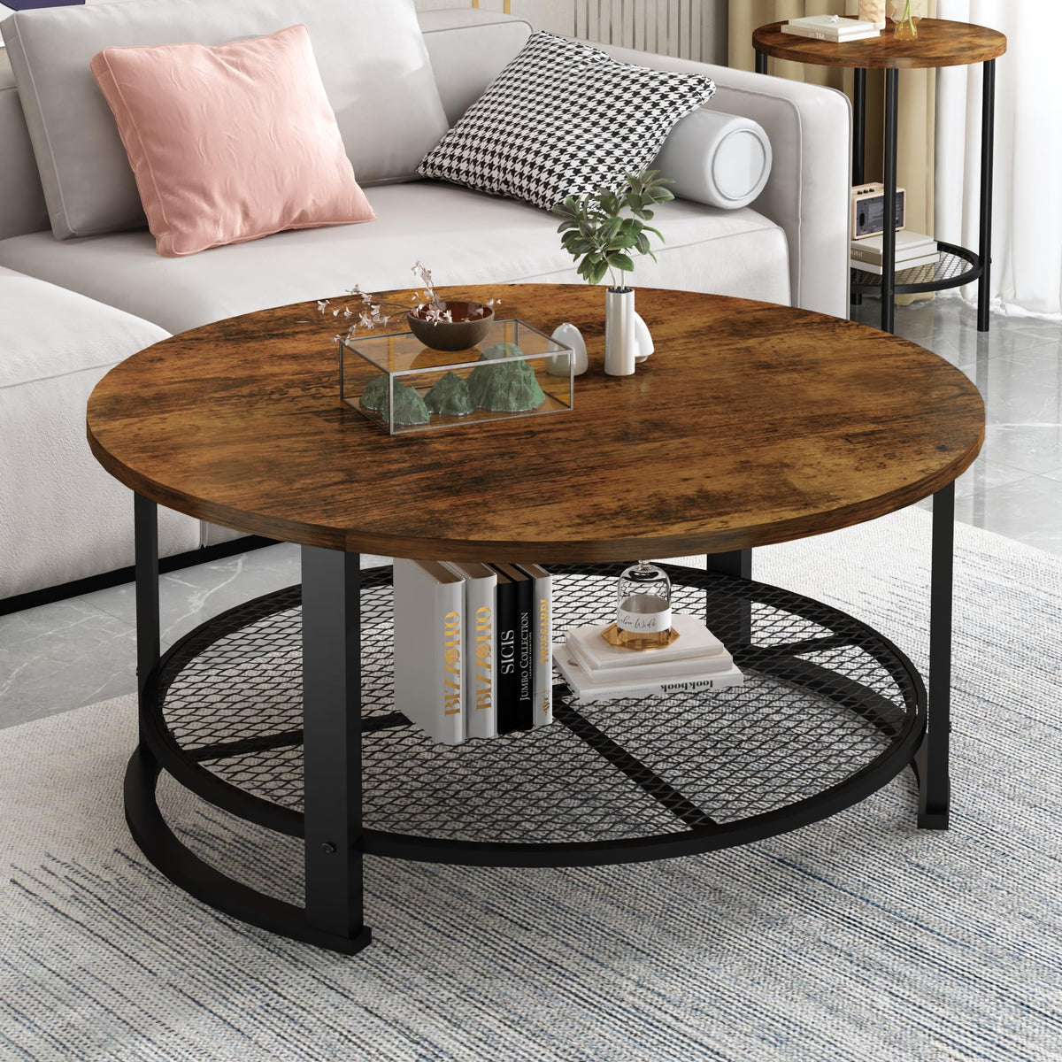 3-Piece Round Coffee Table Set with Storage C72956
