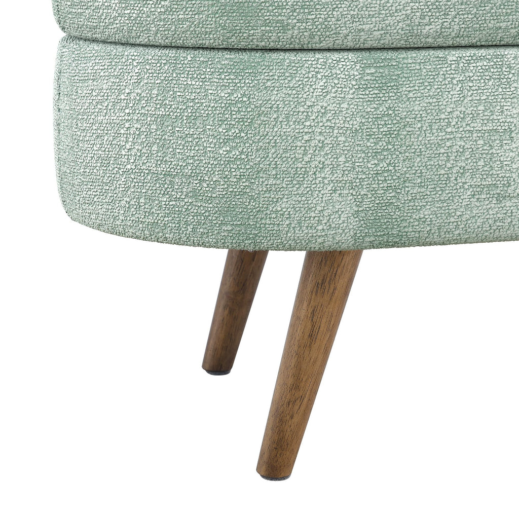 Oval Storage Bench with Rubber Wood Legs Gray Z80629