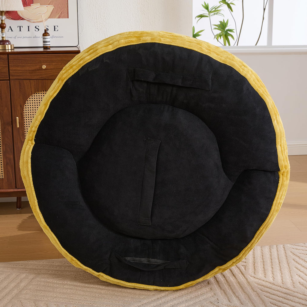 Oversized Memory Foam Bean Bag Chair with Pillows and Backrest, Mustard Yellow A893316