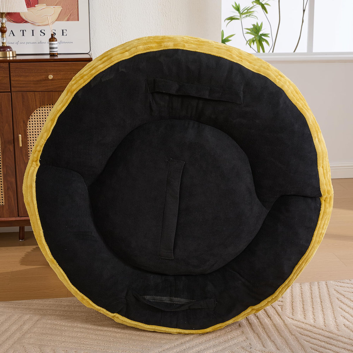Oversized Memory Foam Bean Bag Chair with Pillows and Backrest, Mustard Yellow A893316