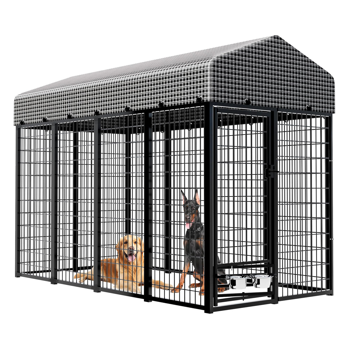 Large Heavy-Duty Dog Kennel with Roof, 4x8x6 Ft N97453