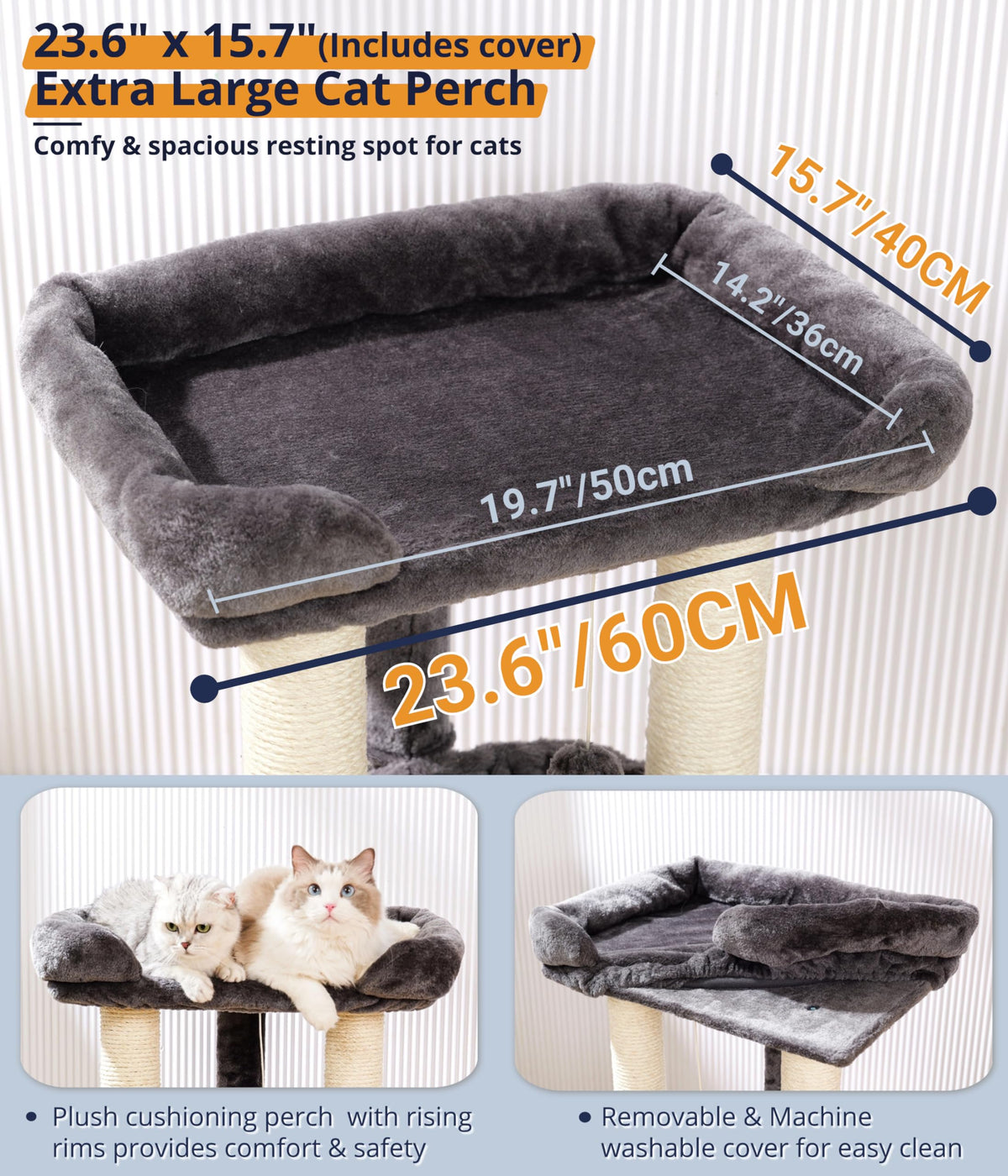 28" Cat Tree with Hammock and Removable Cover Y235