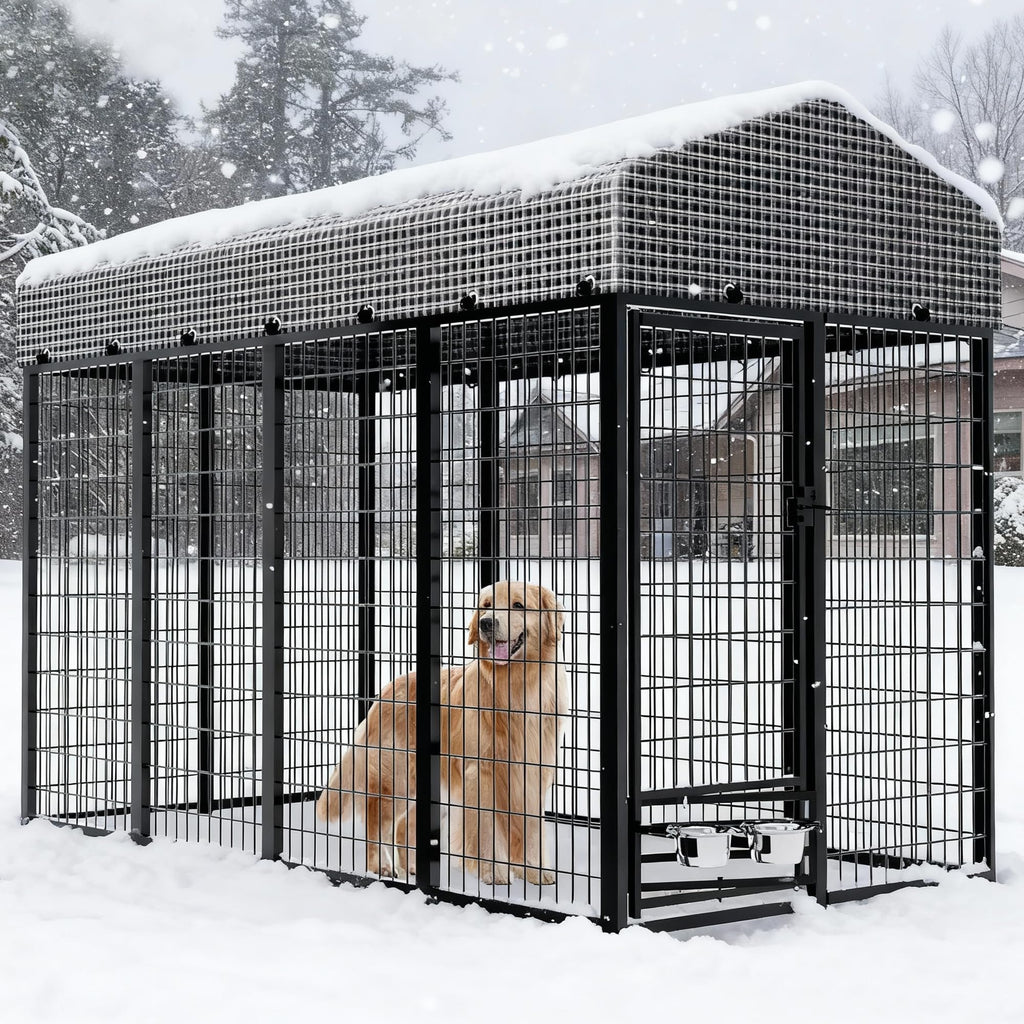 Large Heavy-Duty Dog Kennel with Roof, 4x8x6 Ft N97453