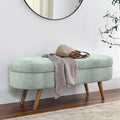 Oval Storage Bench with Rubber Wood Legs Gray Z80629