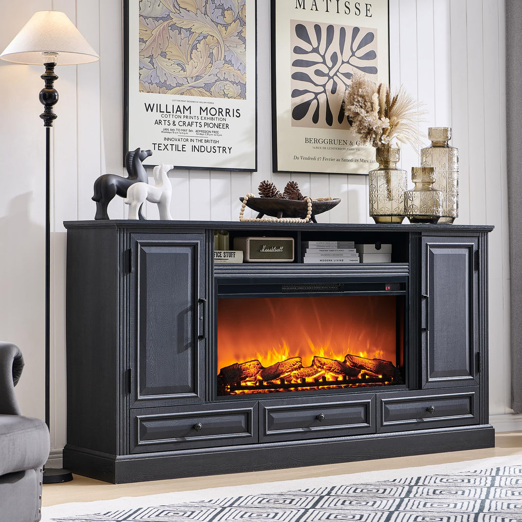 Black Fireplace TV Stand O112076