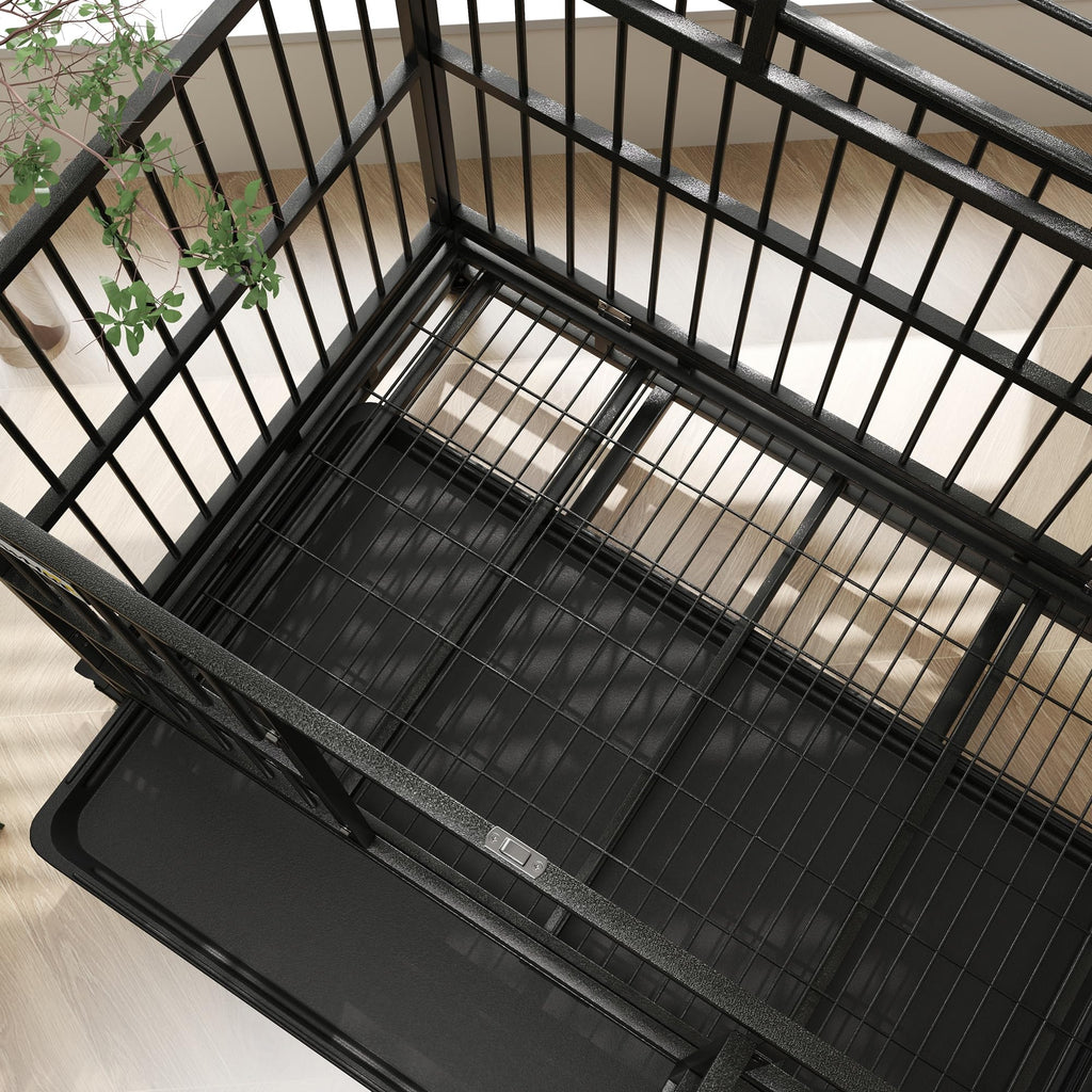 48" Heavy Duty Metal Dog Crate with Lockable Wheels Z135
