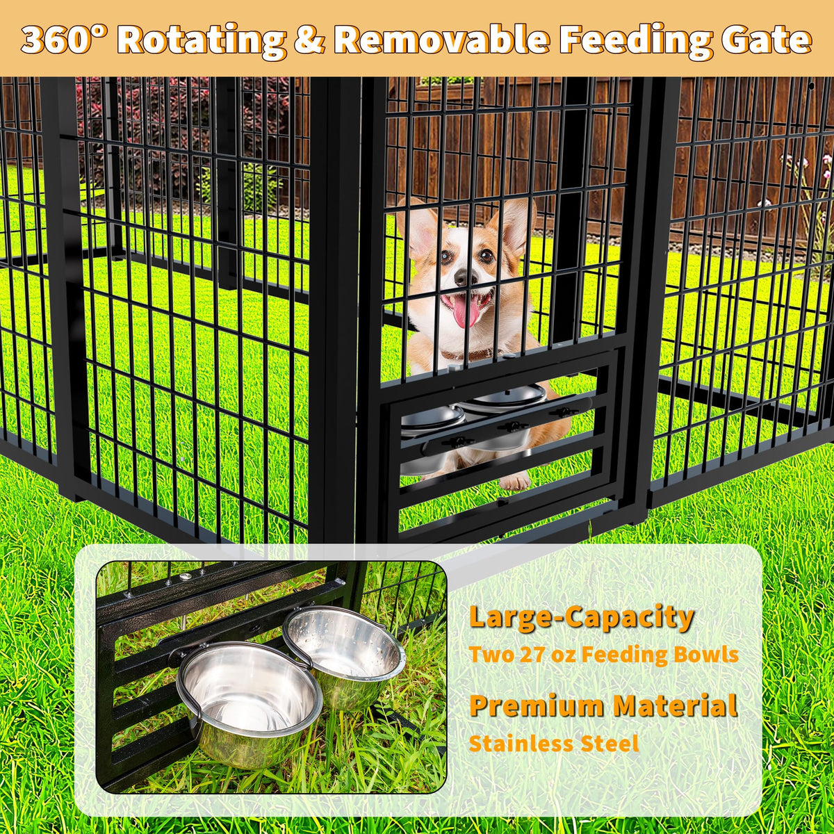 Large Heavy-Duty Dog Kennel with Roof, 4x8x6 Ft N97453