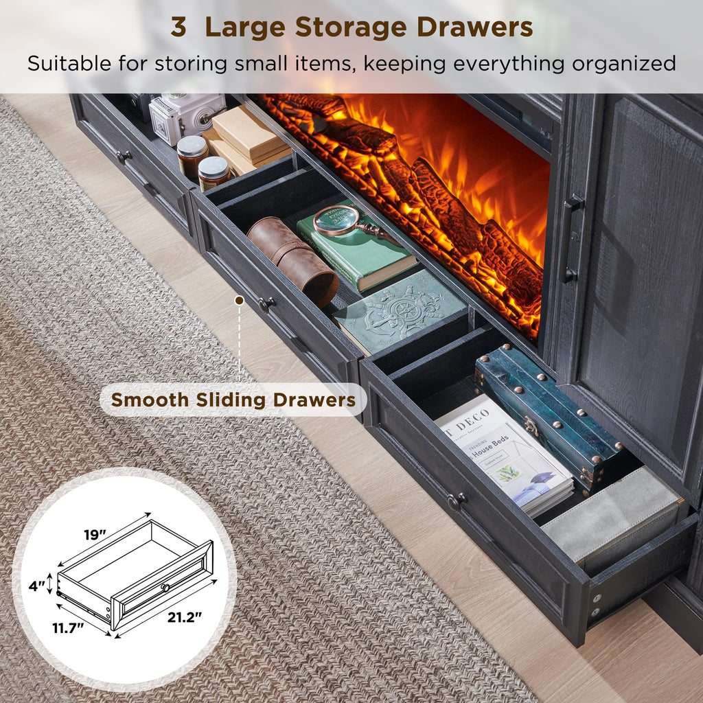 Black Fireplace TV Stand O112076